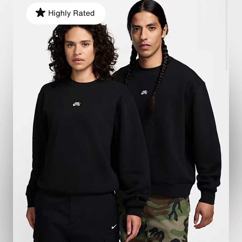 Nike Black Crewneck Sweater with Ribbed Details